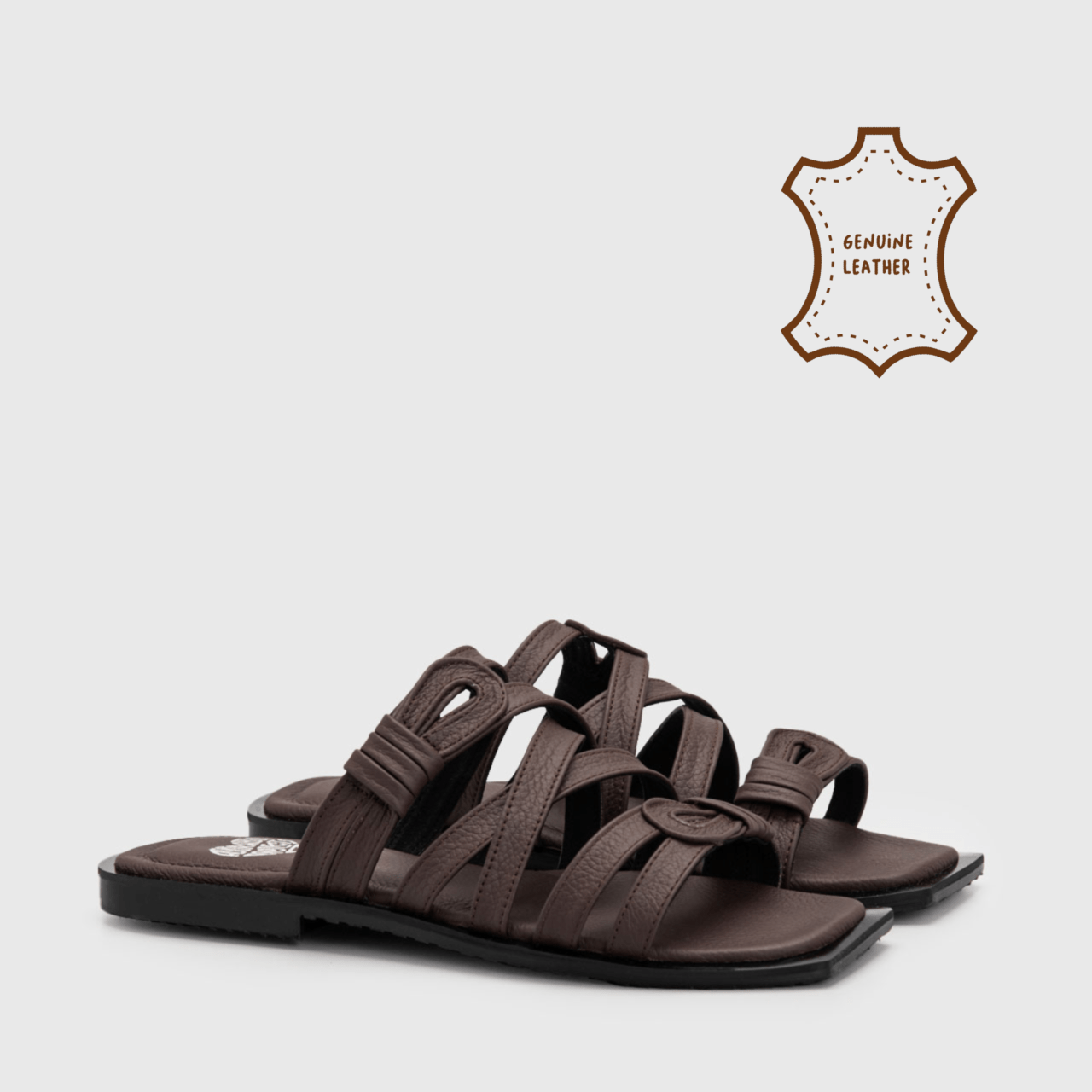 Tessa Sandal Genuine Leather Dark Brown