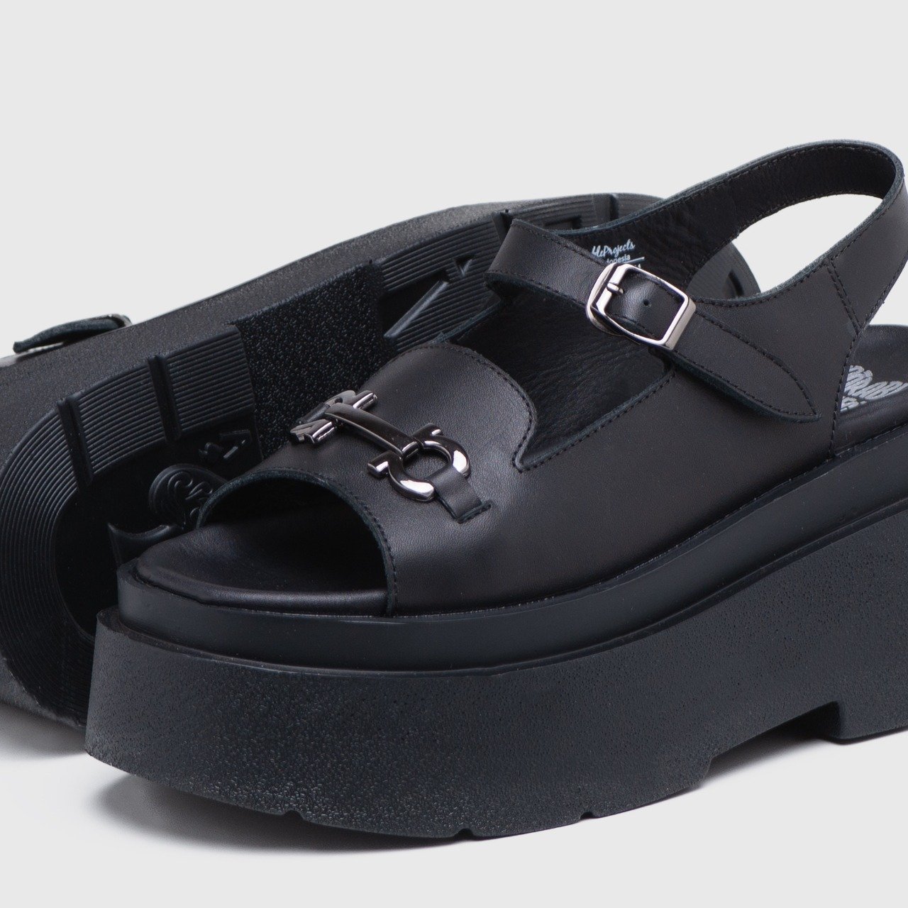 Belisaria Platform Sandals Genuine Leather Black - Image 4