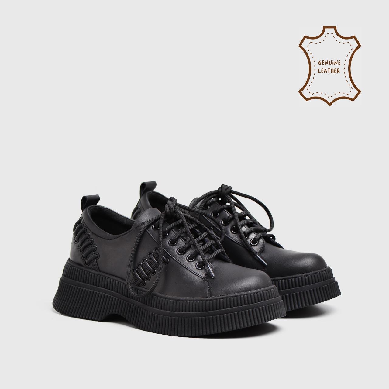 Natiana Oxford Genuine Leather Black