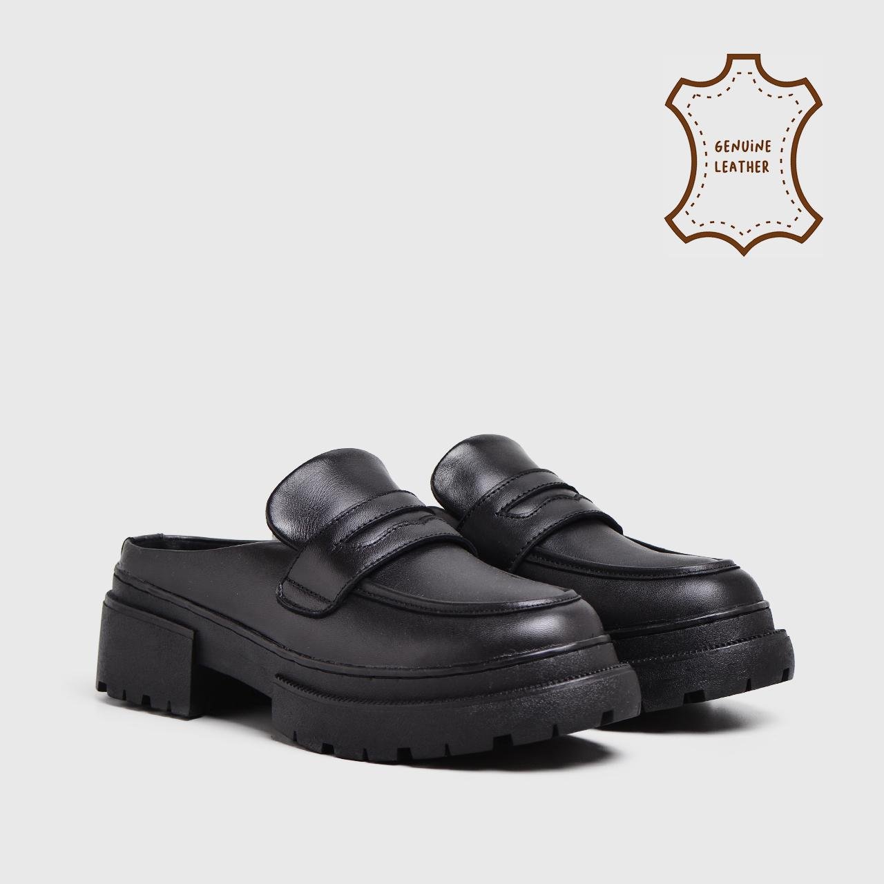 Caroline Mules Genuine Leather Black