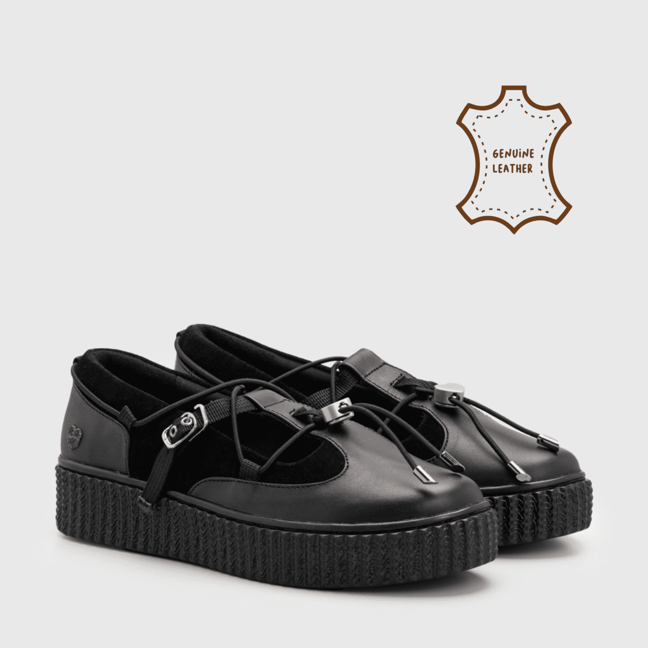 Aily Balerina Sneakers Genuine Leather Black