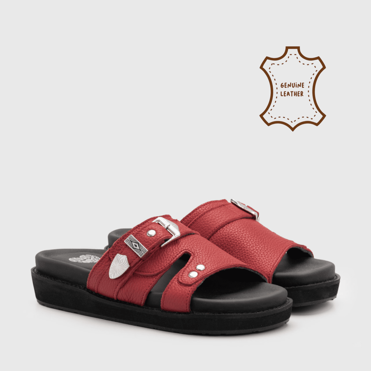 Divya Sandals Genuine Leather Red