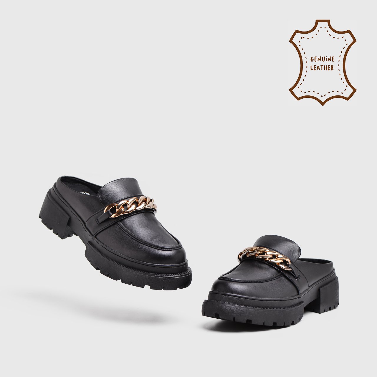 Alesha Mules Genuine Leather Black