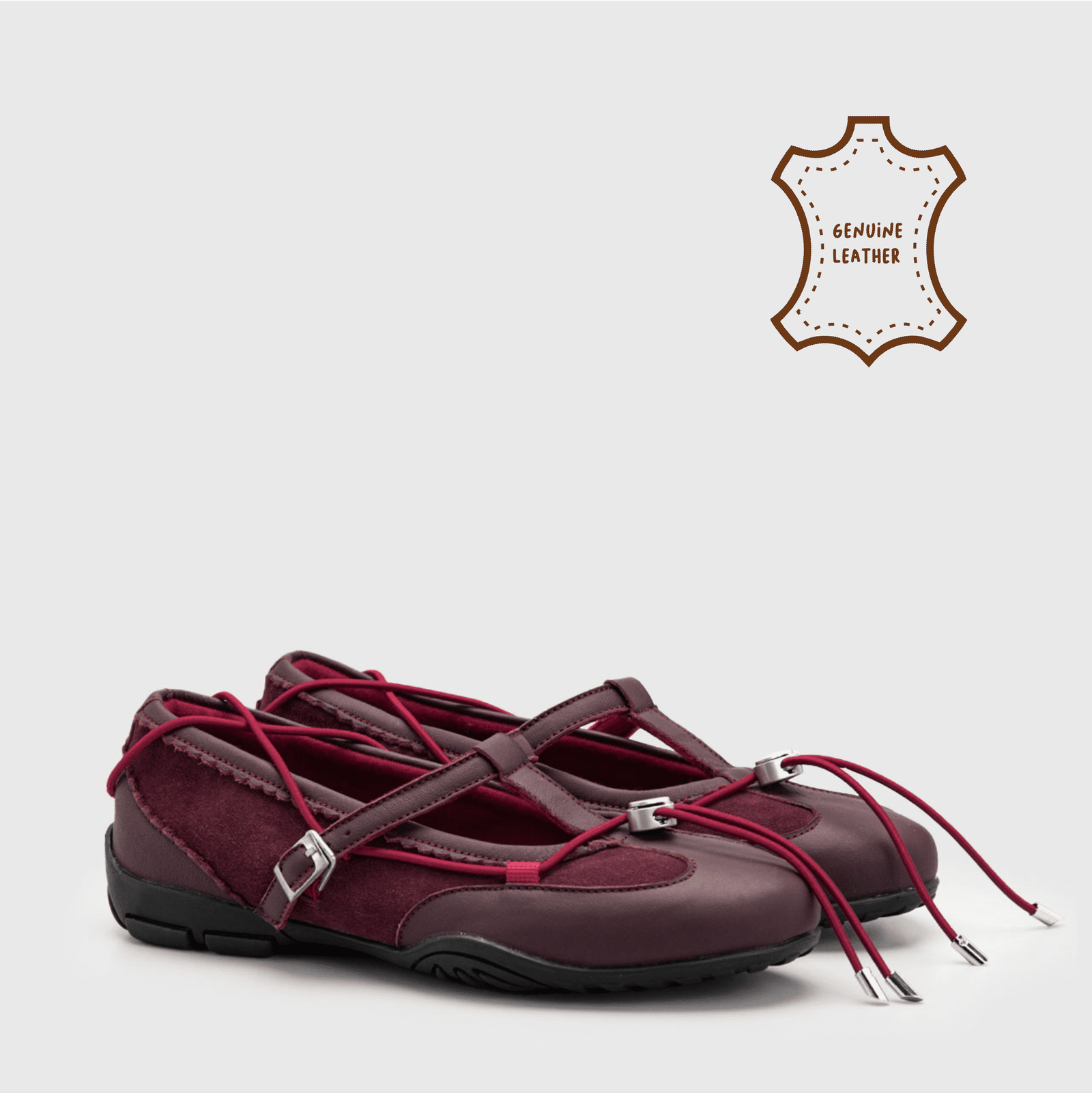 Suza Flat Shoes Genuine Leather Burgundy