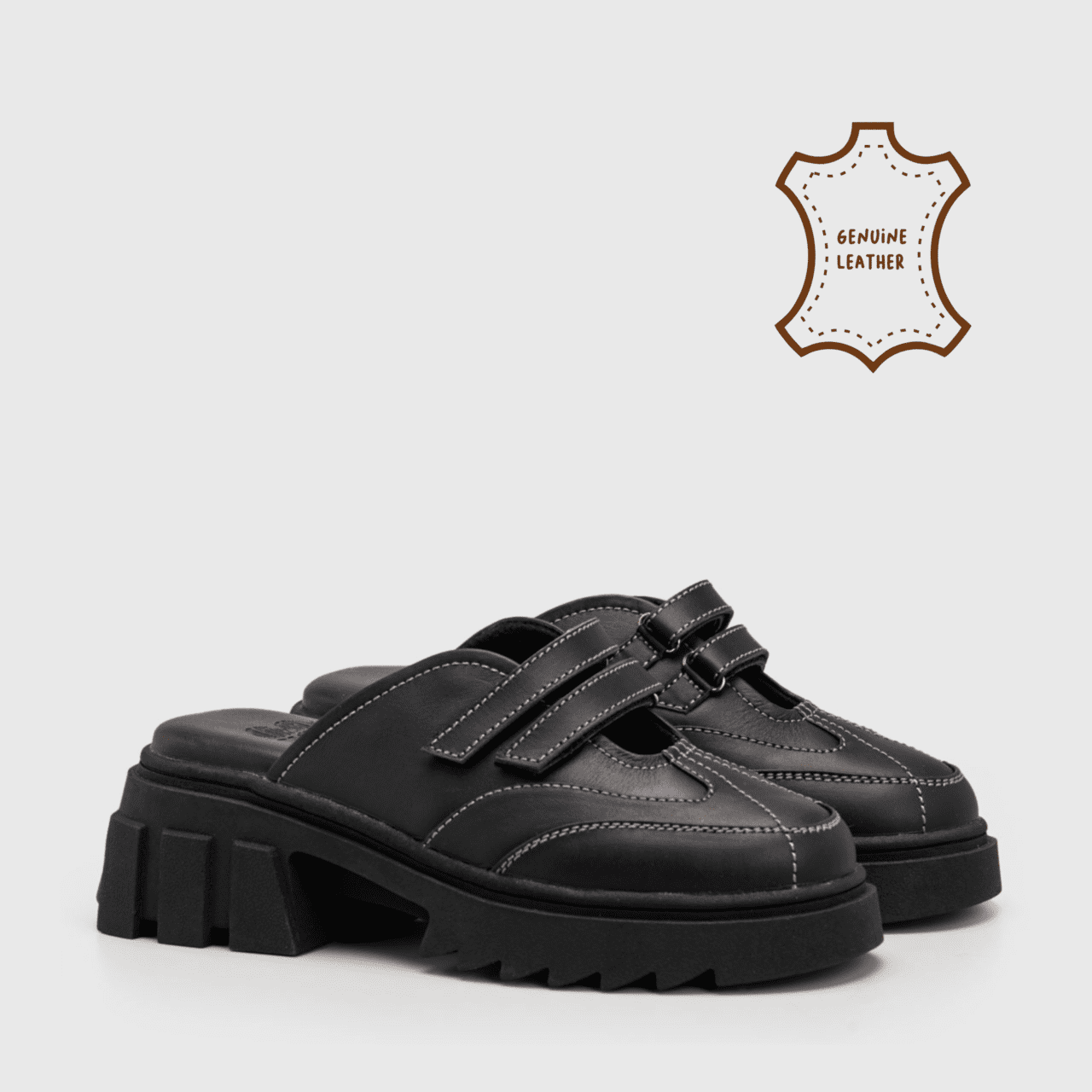 Ophie Platform Genuine Leather Black