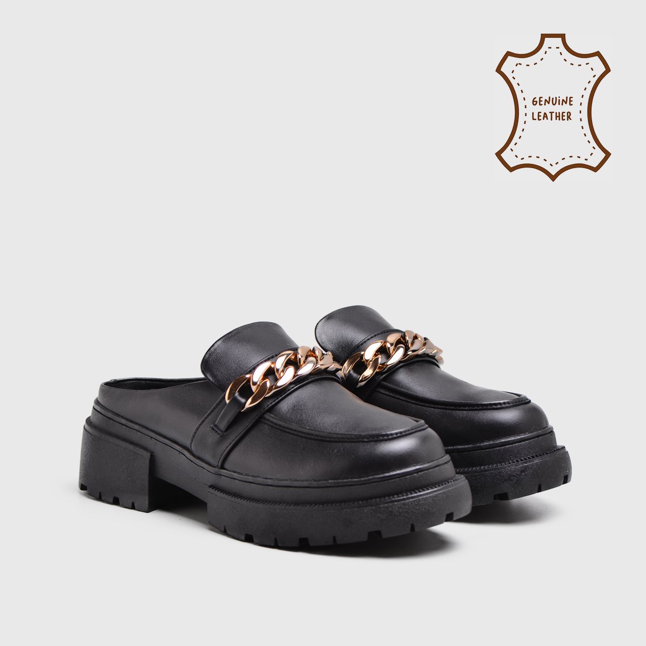 Alesha Mules Genuine Leather Black - 40