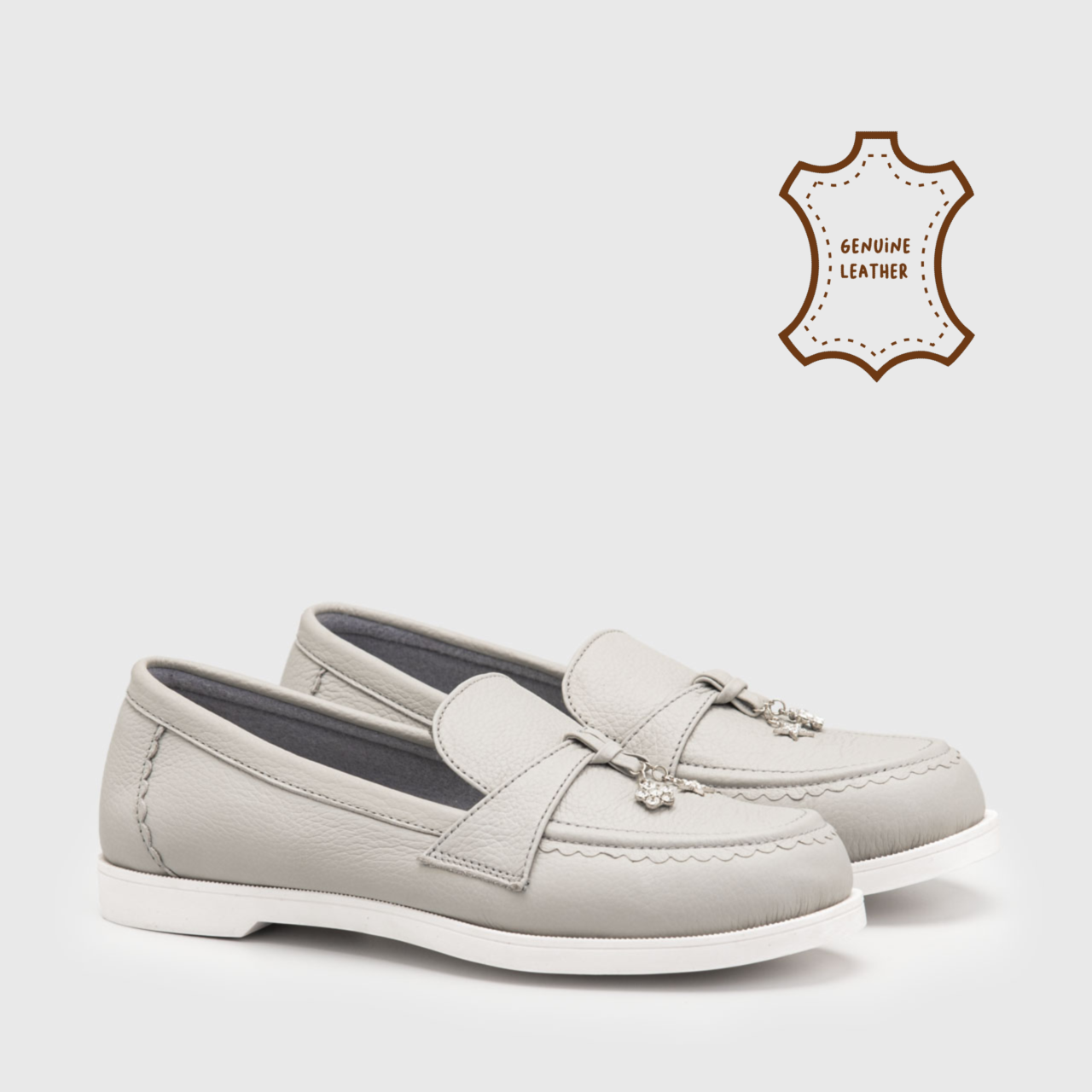 Huzperia Loafer Genuine Leather Grey