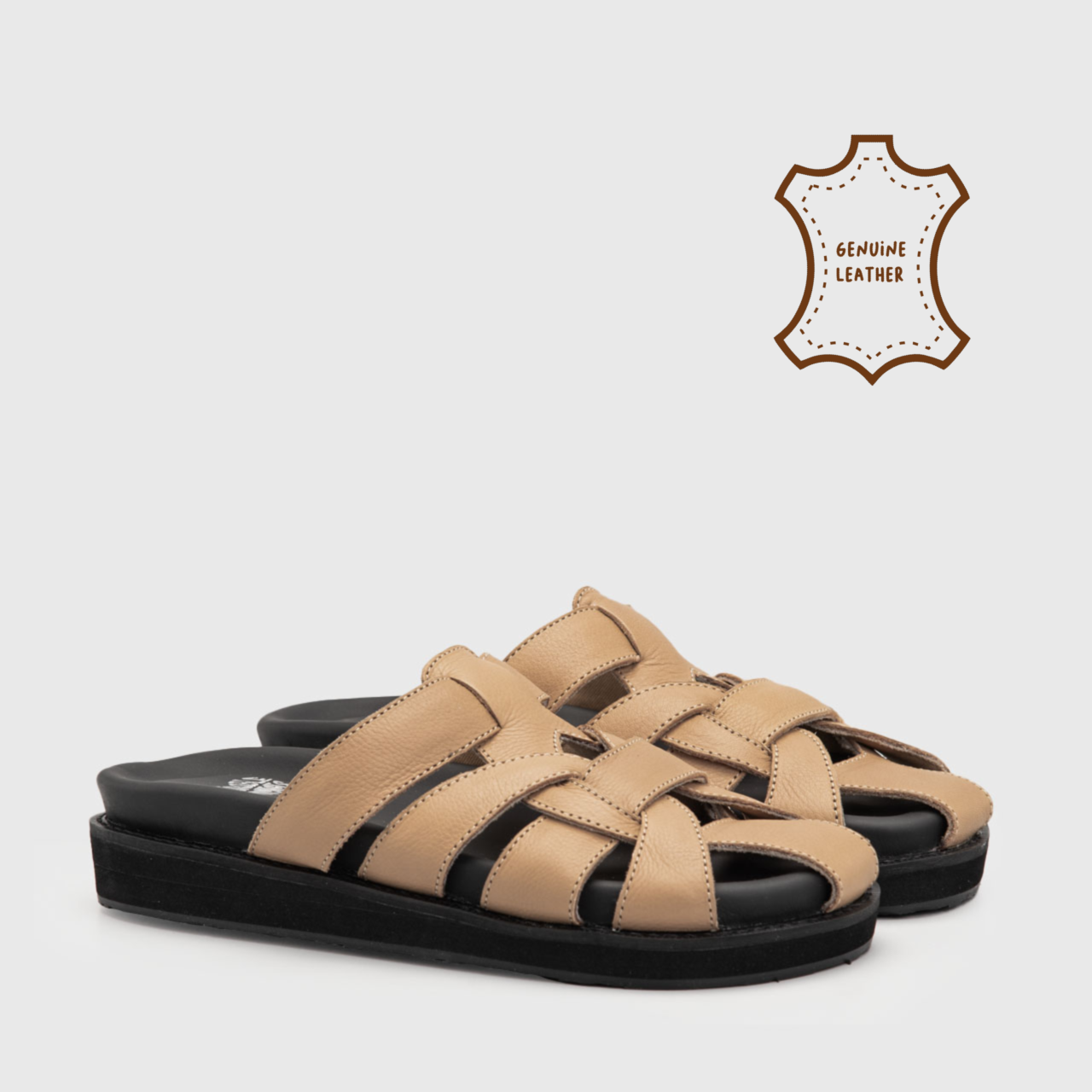 Asfiti Sandals Genuine Leather Camel