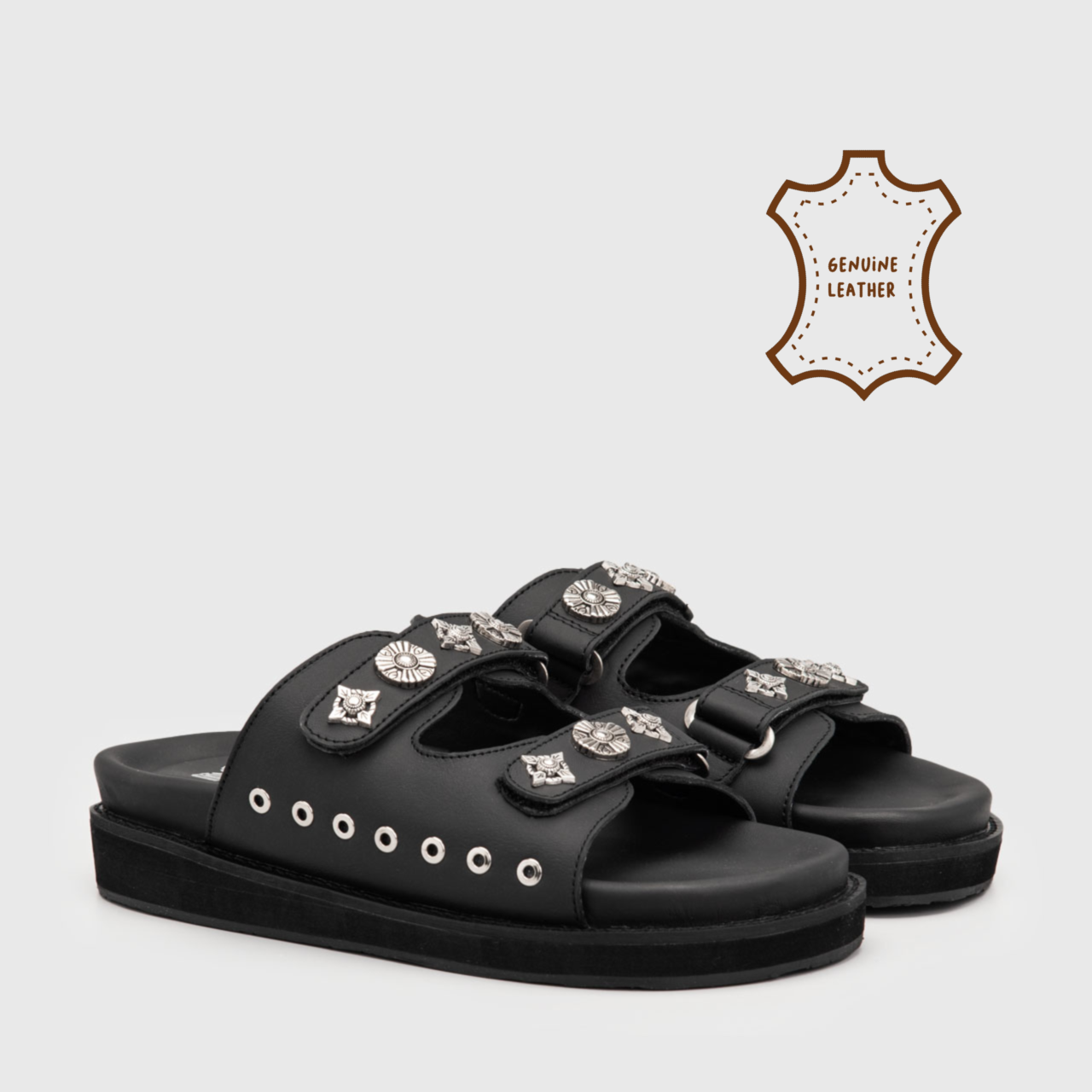 Margaret Sandals Genuine Leather Black