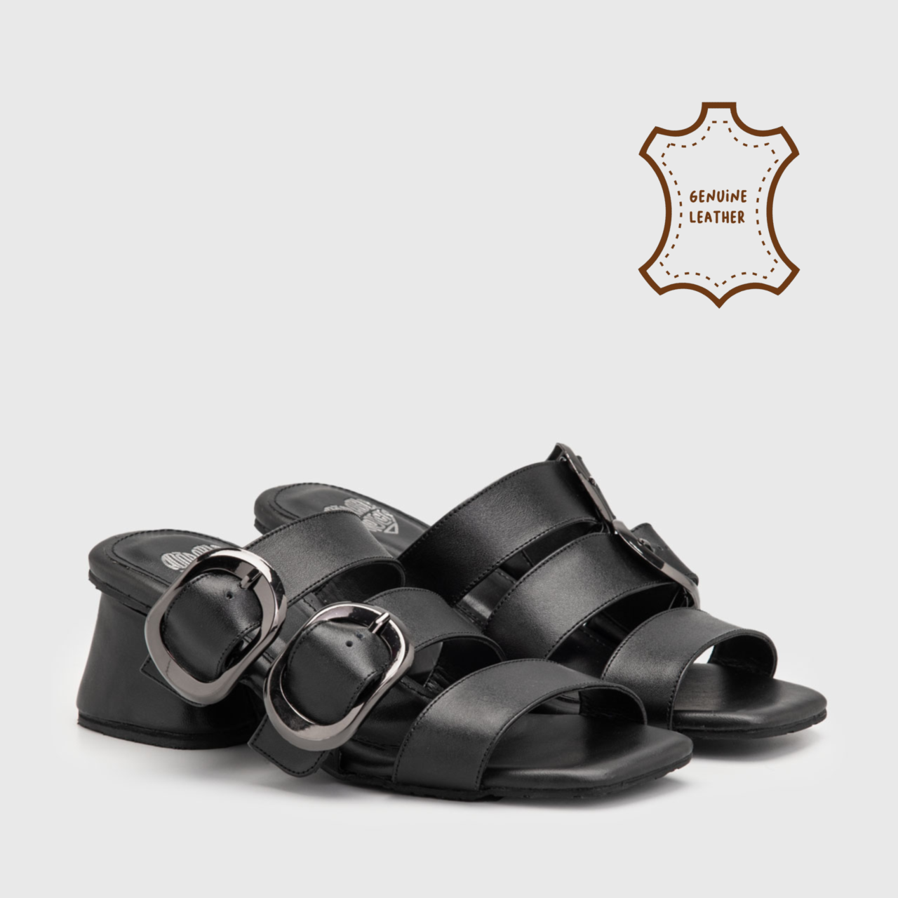 Avienne Heels Genuine Leather Black