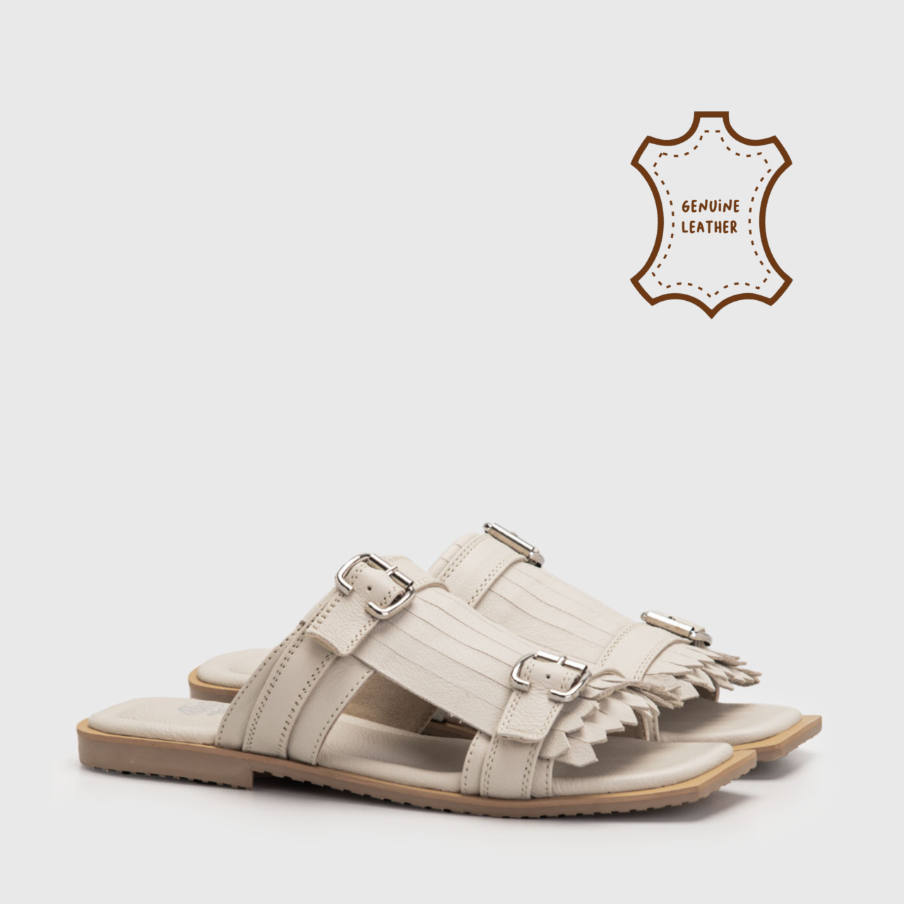 Glisa Sandals Genuine Leather Cream