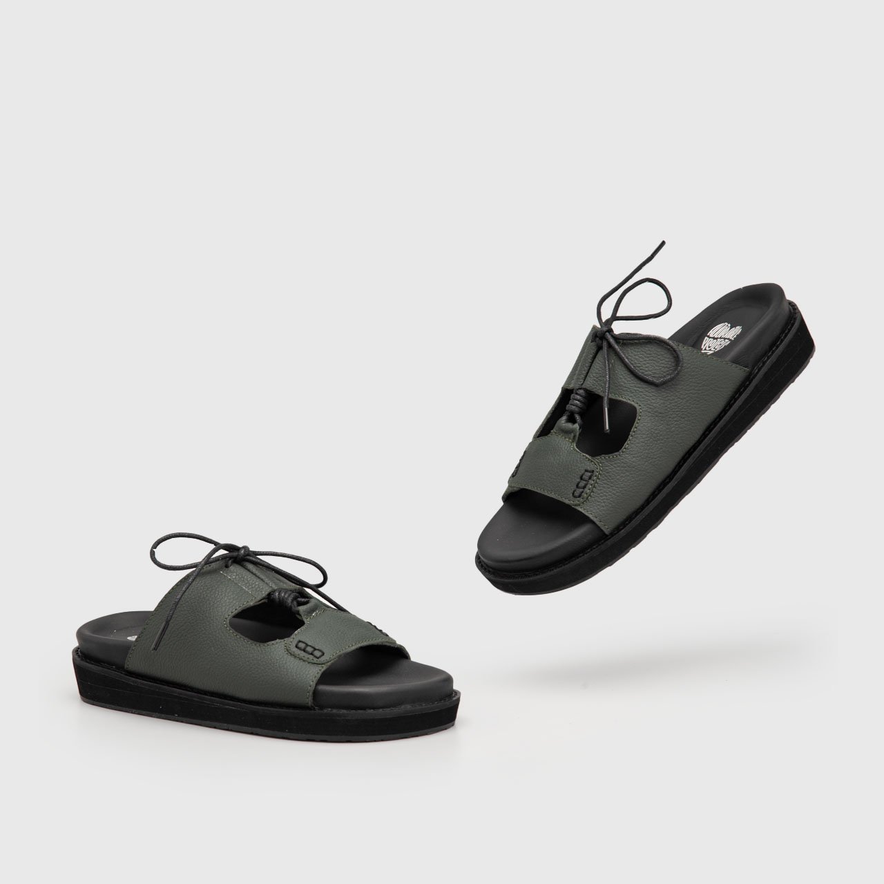 Delephy Sandals Genuine Letaher Olive - Image 3