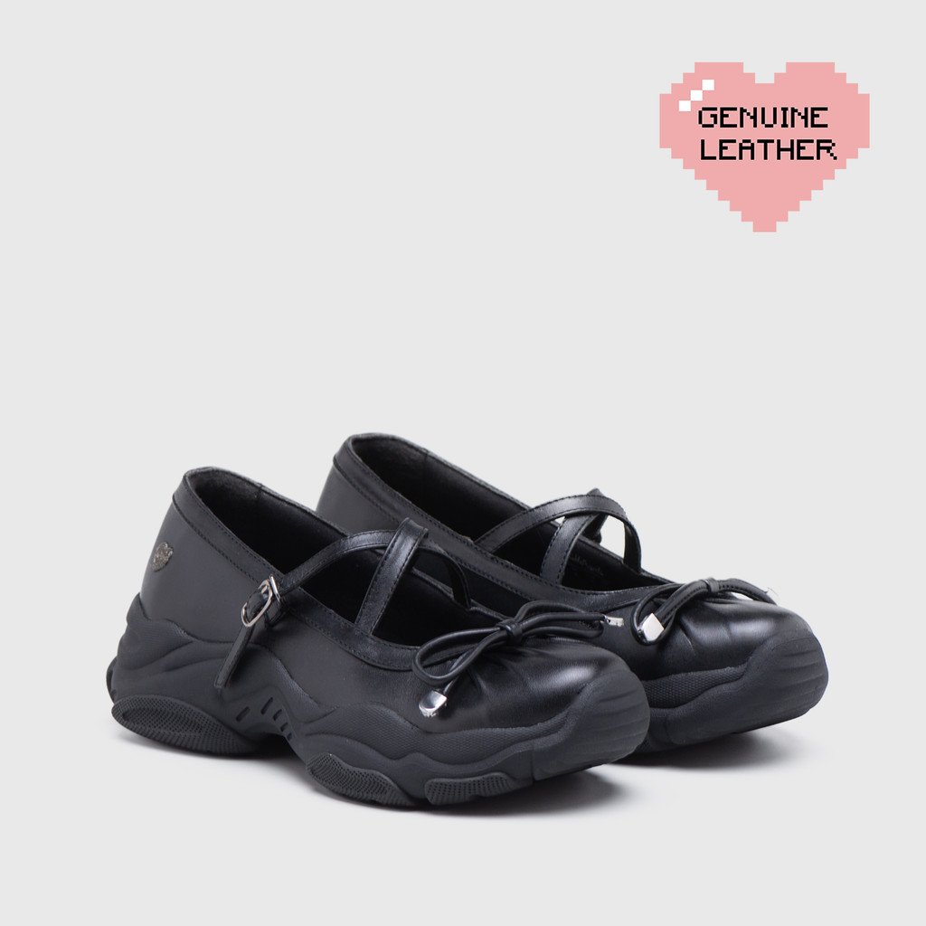 Adorableprojects - Swift Sneakers Balerina Genuine Leather Black - Sepatu Kulit - 42