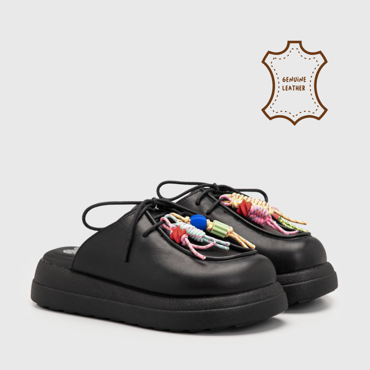 Miraina Mules Genuine Letaher Black