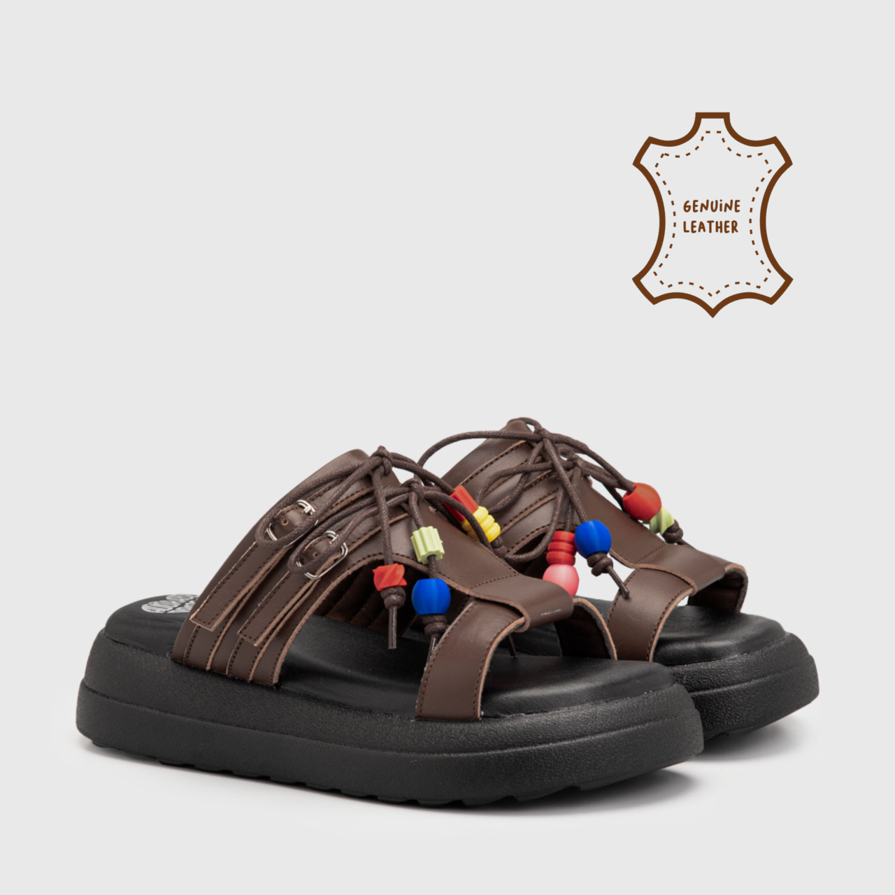Brissa Sandals Genuine Leather Brown