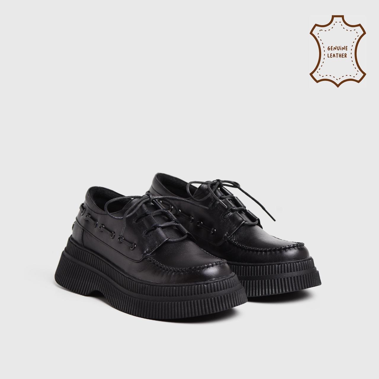 Zalica Platform Genuine Leather Black