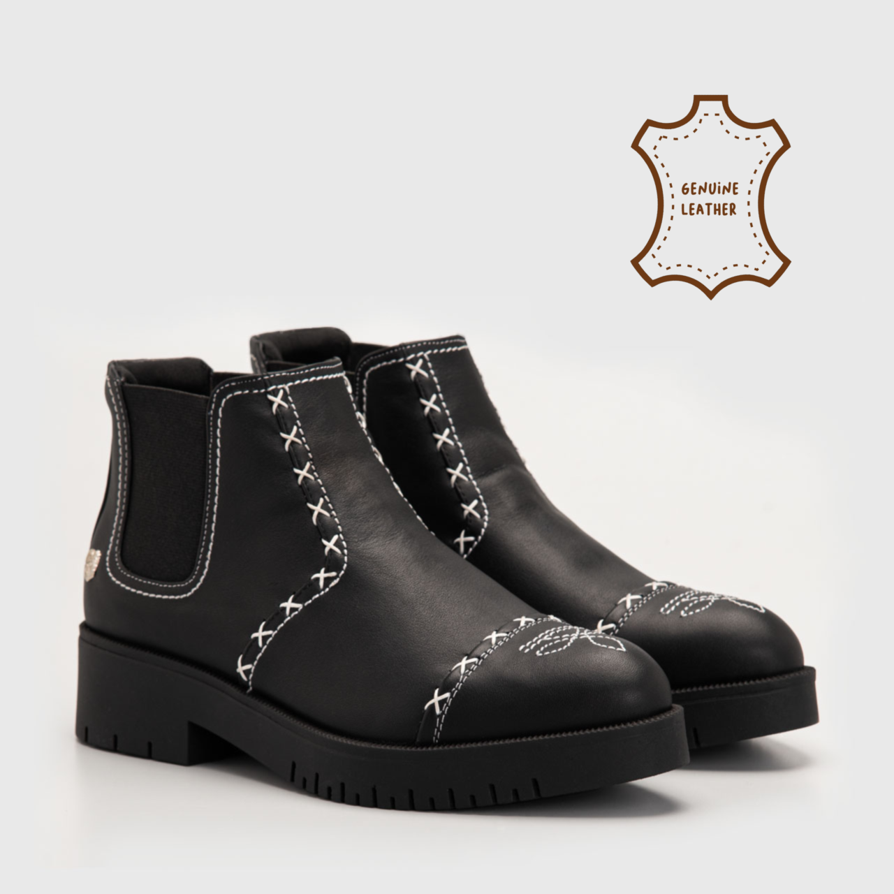 Flody Boots Genuine Leather Black