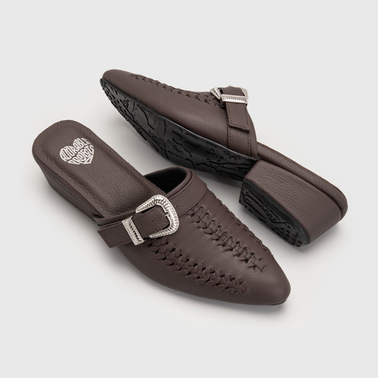 Deanna Mules Heels Genuine Leather Brown - Image 6