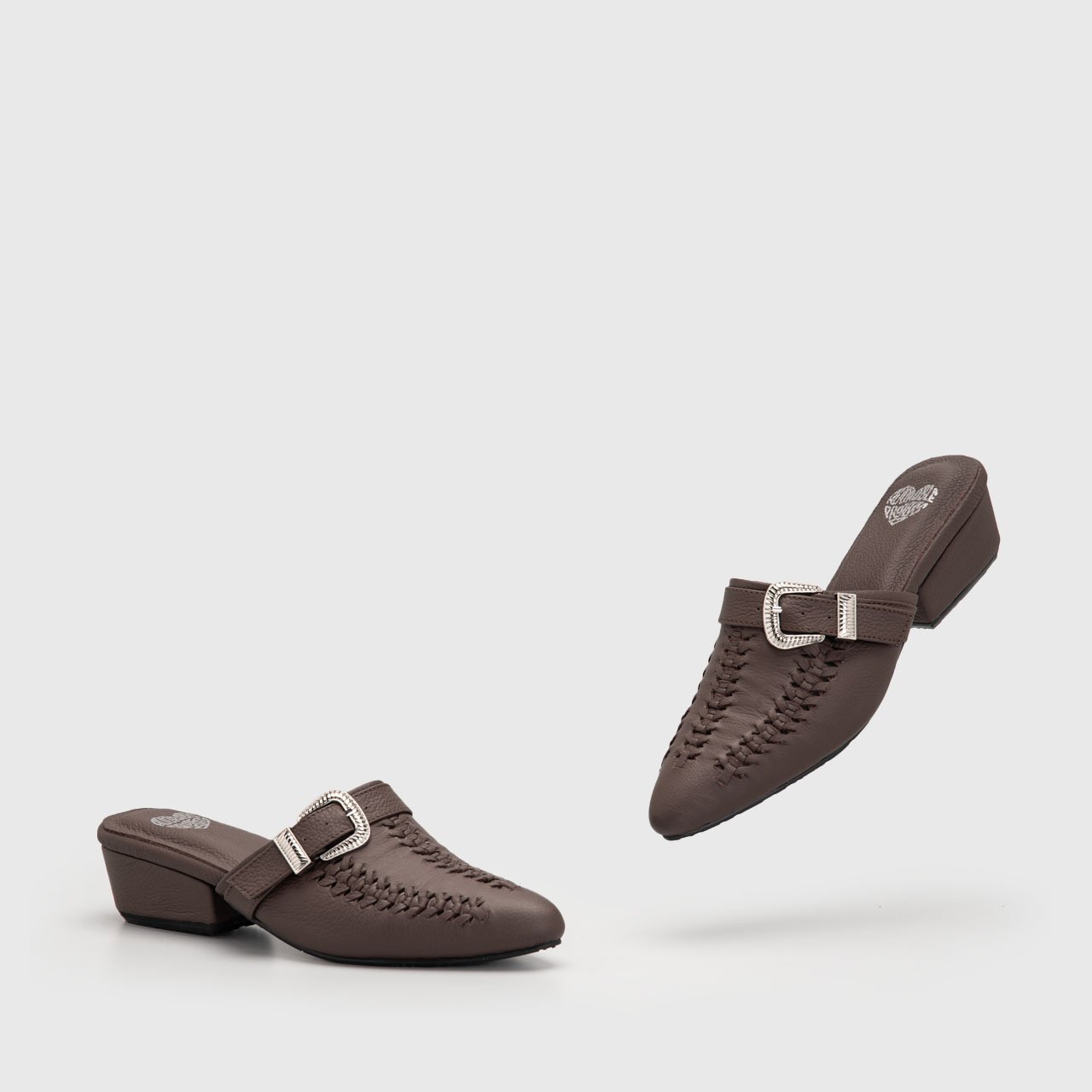 Deanna Mules Heels Genuine Leather Brown - Image 3