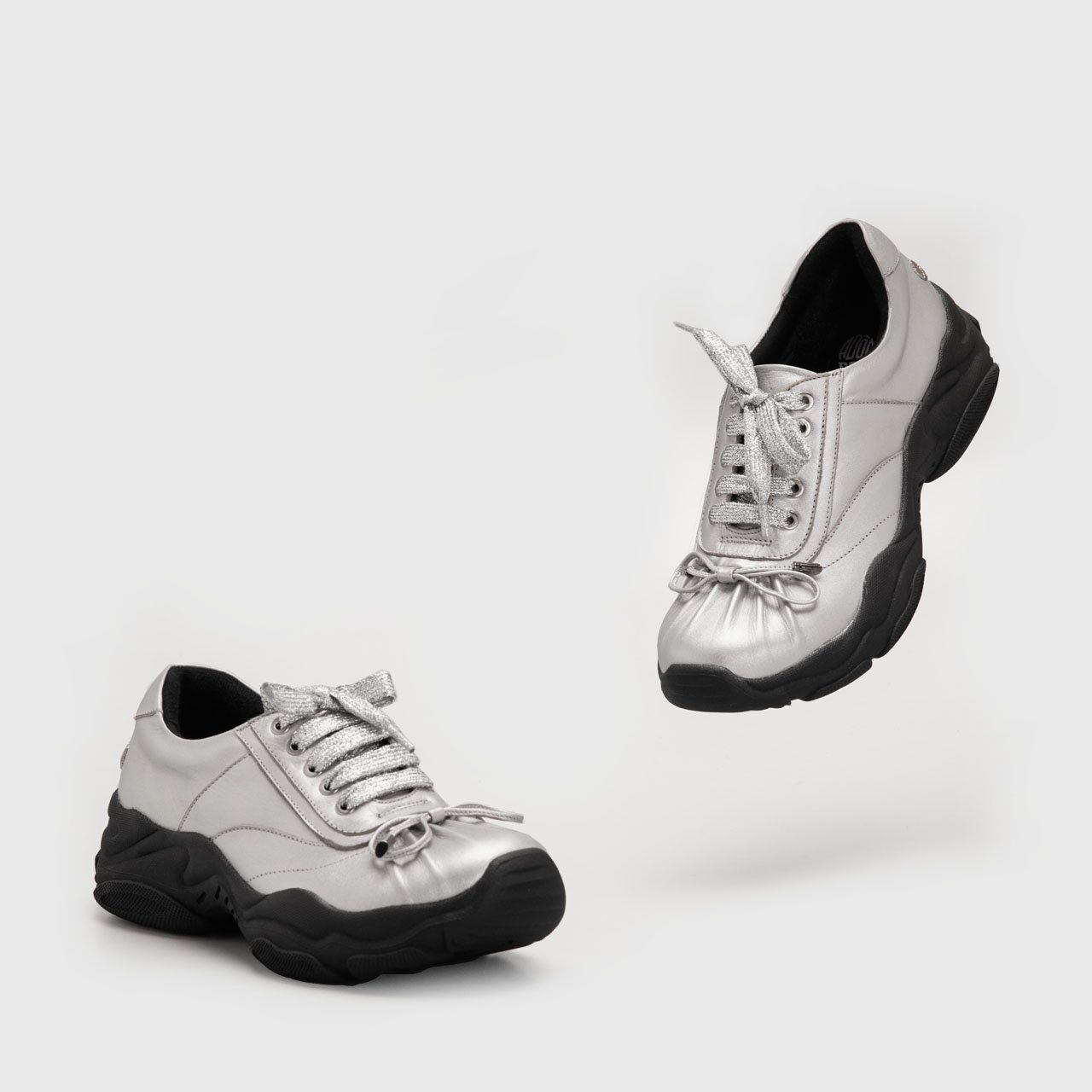 Entra Sneakers Genuine Leather Silver - Image 3