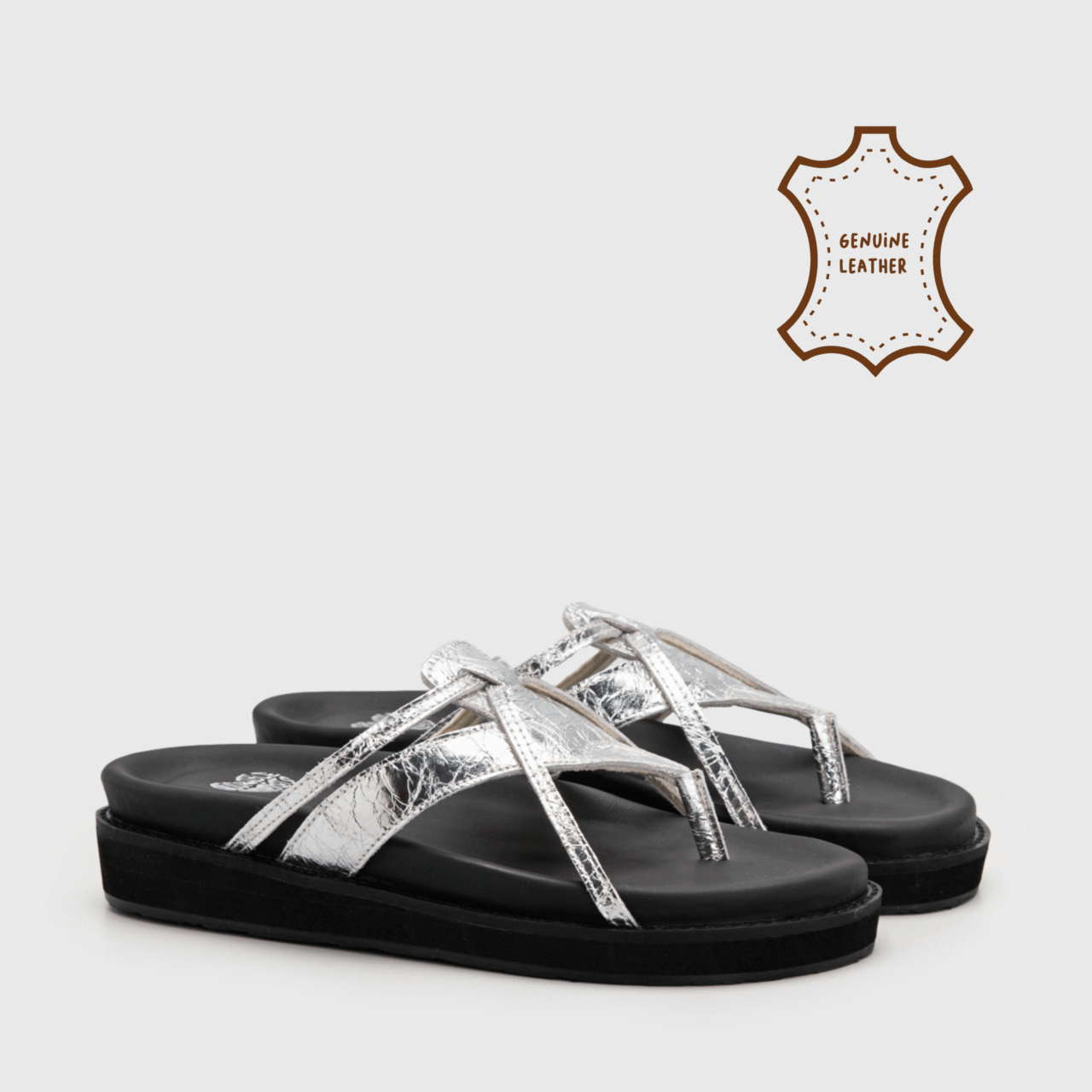 Queline Sandals Genuine Letaher Silver