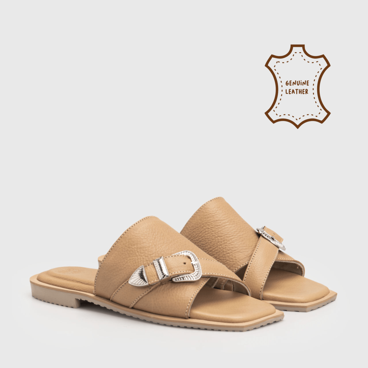 Nicella Sandals Genuine Leather Camel