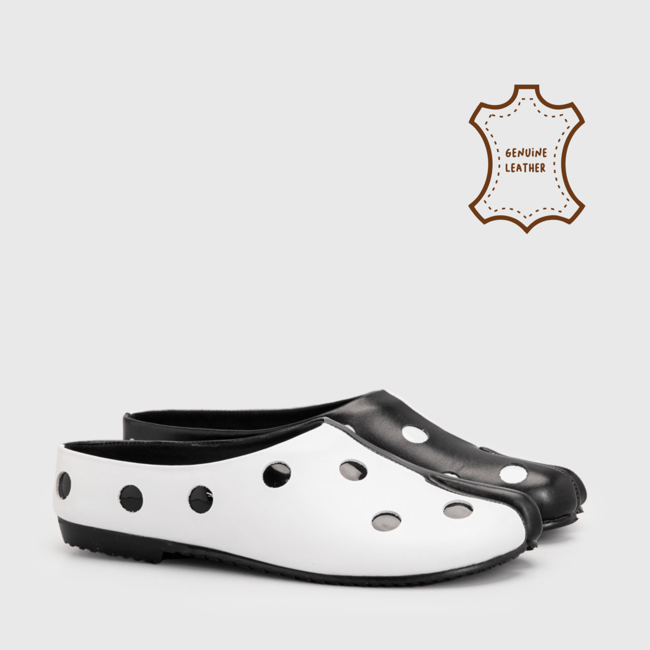 Naruyi Mules Genuine Leather BnW