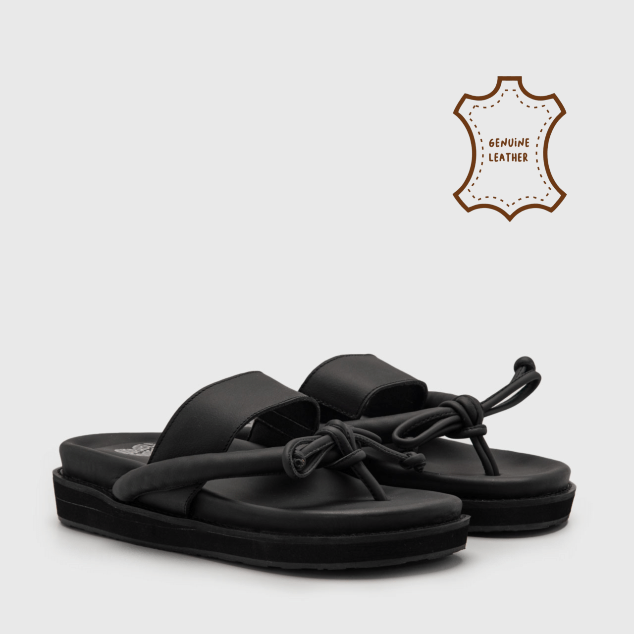 Adorable Projects - Talita Sandals Genuine Leather Black - Sandal Wanita